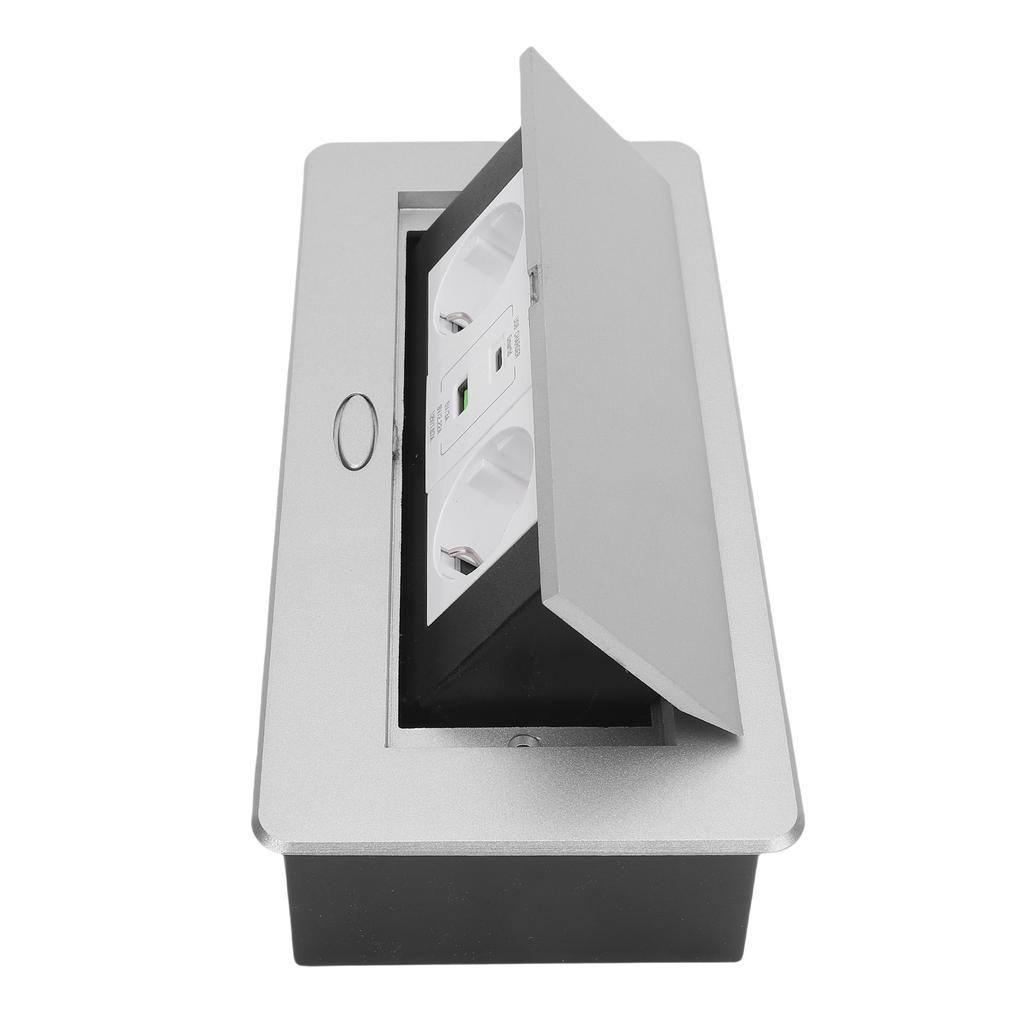 Pop Up Power Strip Silver Color 20W USB Fast Charging Rain Proof Embedded Countertop Pop Up Outlet