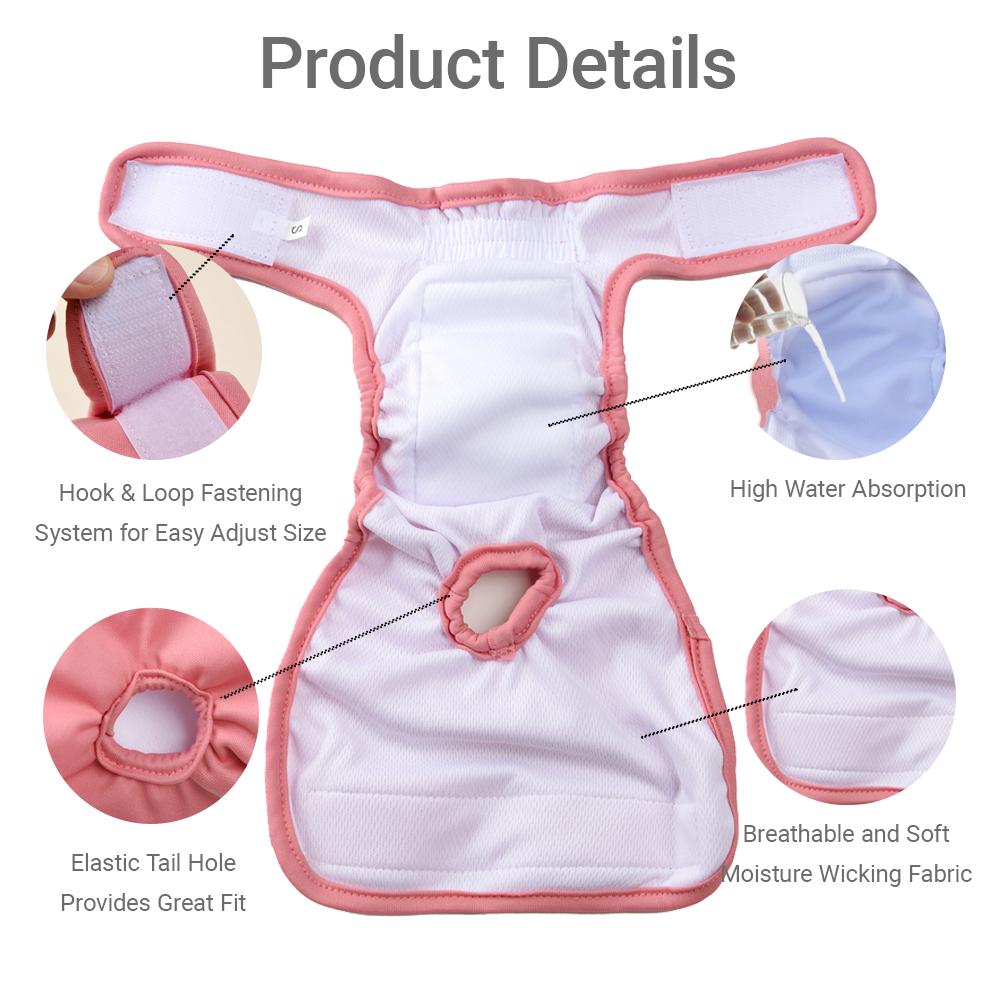Female Male Dog Diapers For Small Big Dogs Washable Adjustable Pet Nappies Breathable Physiological Pant Bulldog Menstruation
