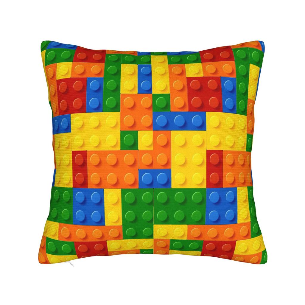 Candy Multicolor Building Blocks Pattern Pillow Cover Comfy Cushion Cover Funny Pillow Case For Living Room Chair