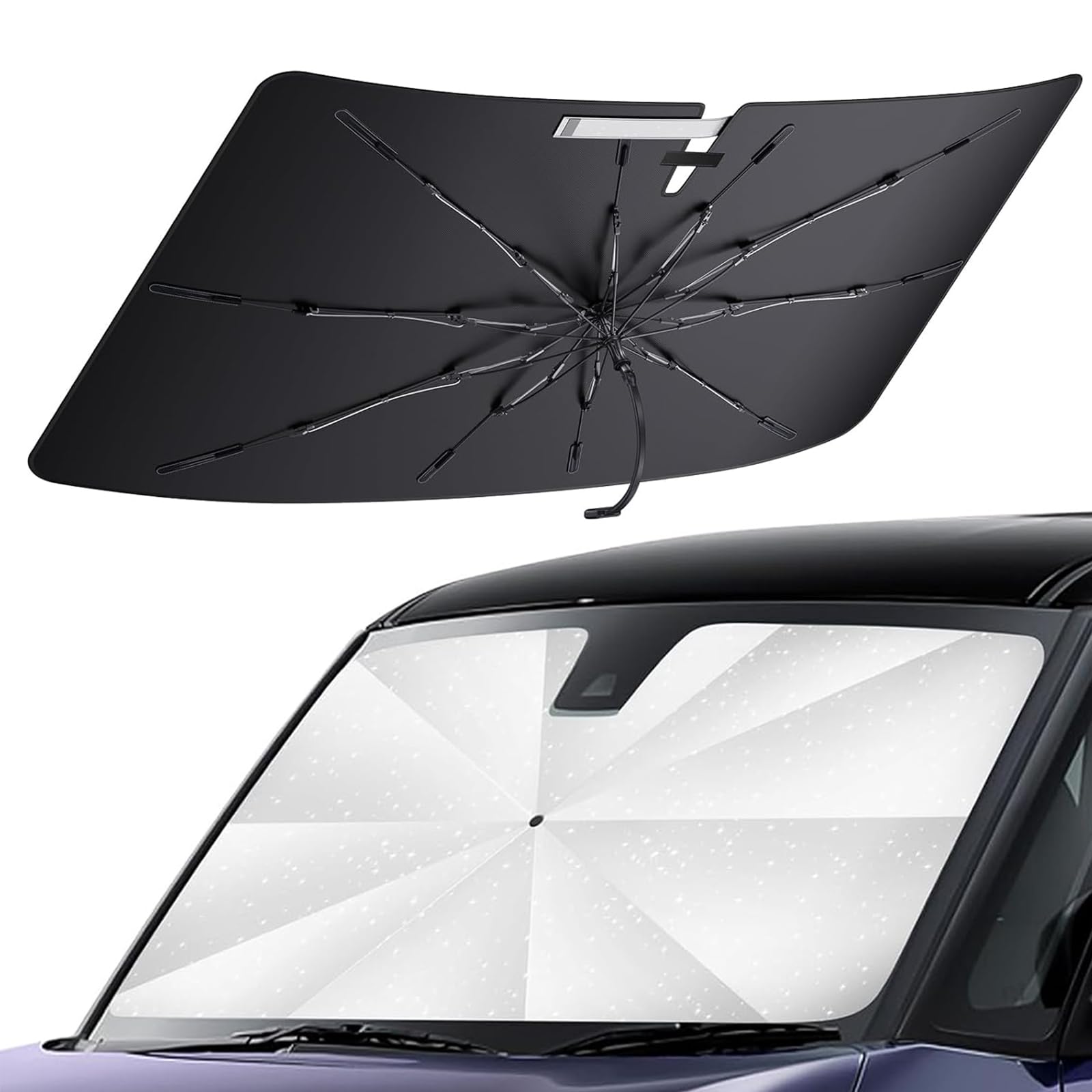 

LFOTPP Front Sunshade for Nissan Roox B40 with Bendable Center UV and 10 Fiberglass Ribs Perfect for Car Sun and Heat Includes Storage Also Nissan чёрный
