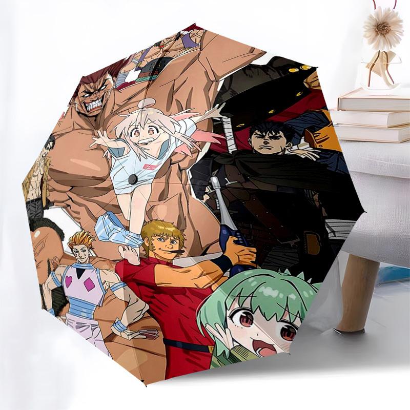 1pc Outdoor Umbrella with JoJo's Bizarre Adventure Print - Automatic Opening/Closing, Portable 3-Fold Design, 8-Rib Iron Frame - Perfect Gift for