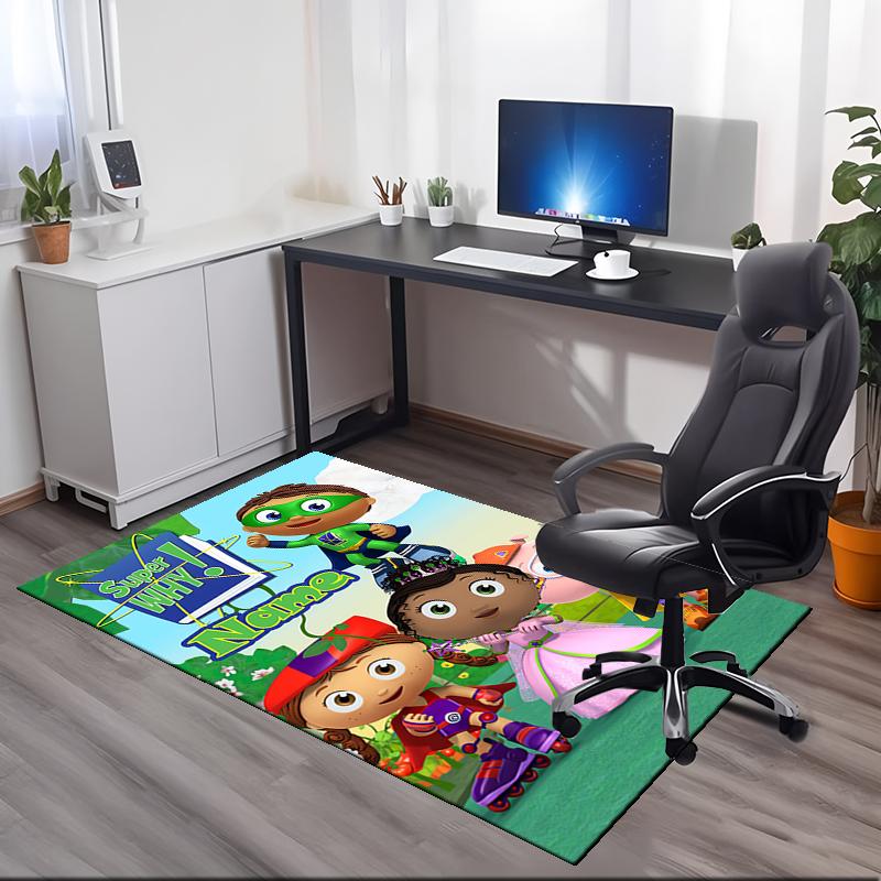 Custom Name Super Why Printed Carpet, for Office Chair Living Room Bedroom Kitchen Room Decor Gifts.