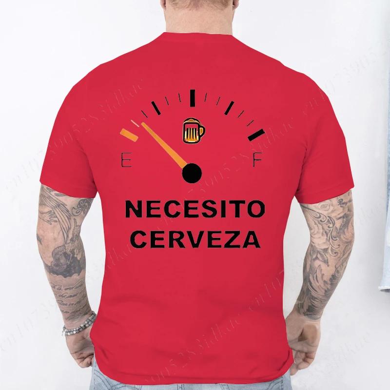 Fashion Casual T-shirt NECESITO CERVEZA Print Men Tshirts Trendy Tee Top Clothes for Summer Drinking Beer T Shirt Fashion Tops