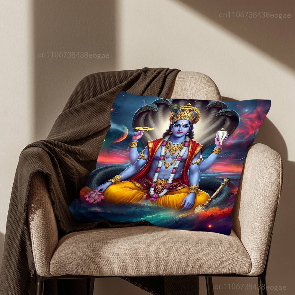 God Lord Krishna Indian Pillow Case Living Room Sofa Cushion Cover Suitable For Home Bedroom Decoration And Protector