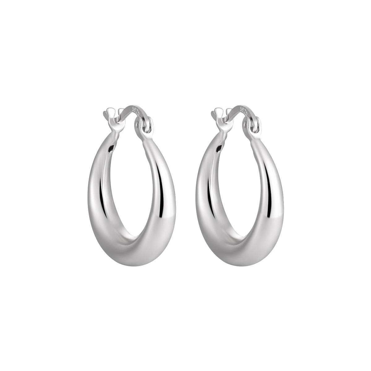 Chunky White Gold 925 Sterling Silver Hoop Earrings Women Trendy Wedding Gift Hypoallergenic Fine Jewelry