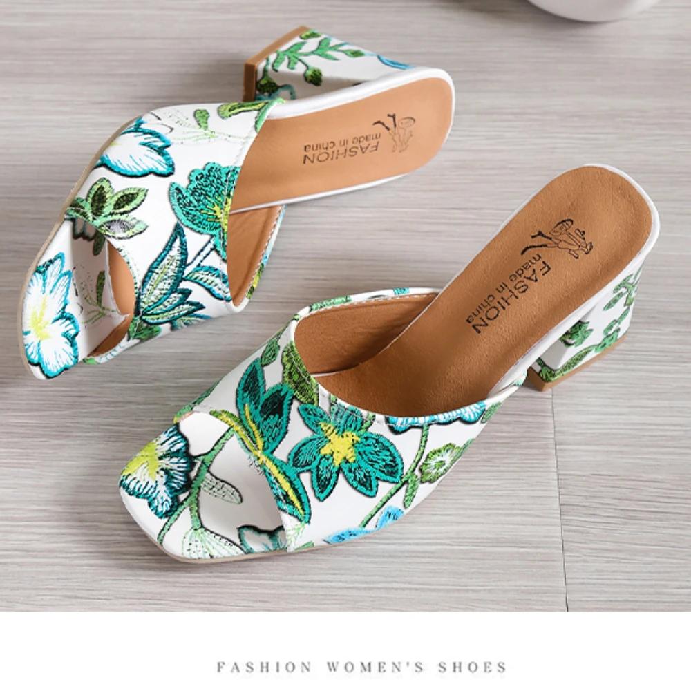 2024 New Women Slippers Shoes for Women Open Toe Slippers Summer Outdoor Sandals Casual Heels Plus Size Slippers Slides Women