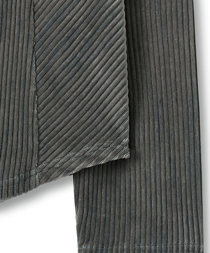 NOIRER Two-Tone Velvet Ribbed Structure T-Shirt (Blue-Gray)