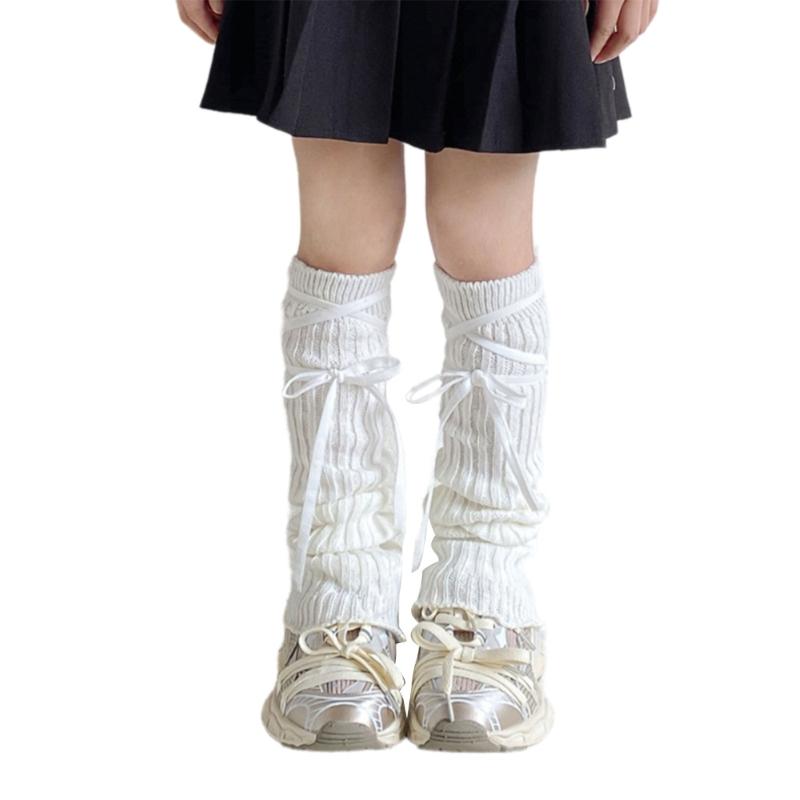 Sock Sleeves Fashionable Tie Bowknot Girls Stackable Socks Comfortable Leg Cover for Daily Wear and Parties