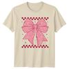Pink Doodle Bow Heart Kawaii Unisexs TShirt Coquette Aesthetic Fashion