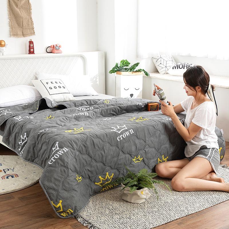 Lit d'été matelassé simple et double, léger, noyau de couette imprimé, climatisation, couette double, queen size, couette fine à carreaux