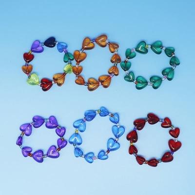 BONBEAU Fancy Heart Line Beads Bracelet Colored Heart Ball Bead Bracelet 6 Colors