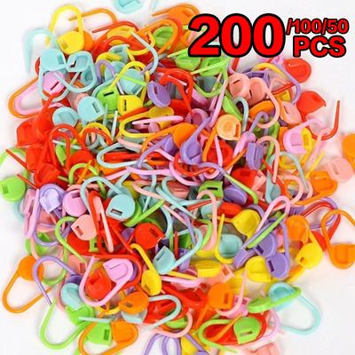 50/100/200 Stück gemischte bunte Strick- und Häkelnadeln, Stichmarkierungsstifte, Kunststoff-Markierungshaken, Kunststoff-Positionierungsschnalle