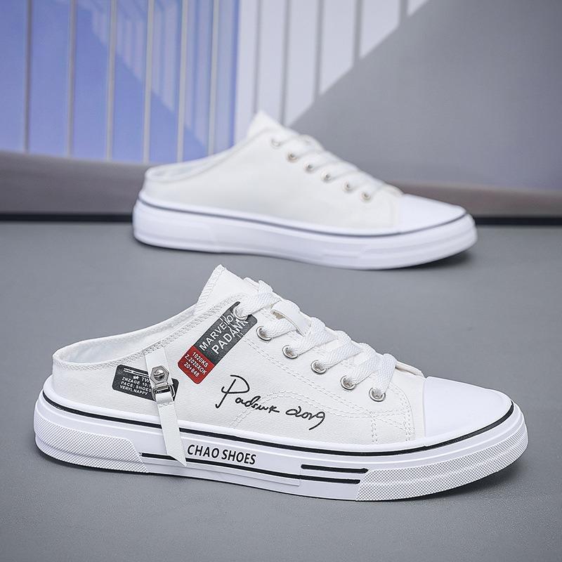 Autumn new breathable bag head drag men's canvas shoes casual men's shoes half drag student tide shoes