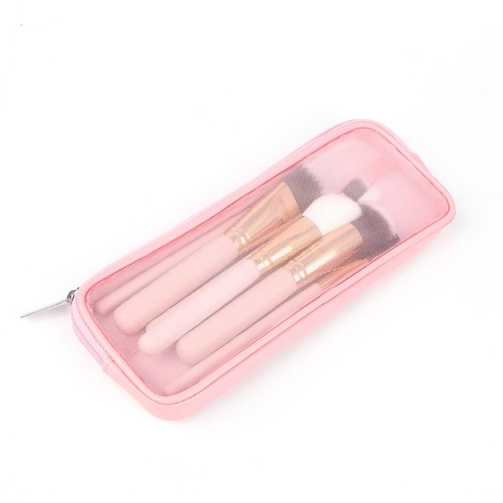New Mesh Design Makeup Brush Travel Case Multipurpose with Zipper Cosmetic Toiletry Bag Wash Storage Pouch Travel Use