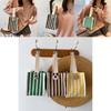 Stylish Colorful Striped Nylon Shoulder Tote Bag For Women Trendy Handheld Lunch Bag