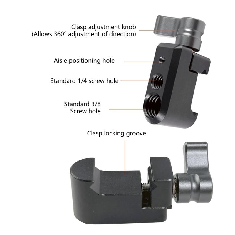 Precise Camera Rail Clamp Adapter With Double Thread Size1/4 And 3/8 Aluminum Construction For Professional Photography Gear