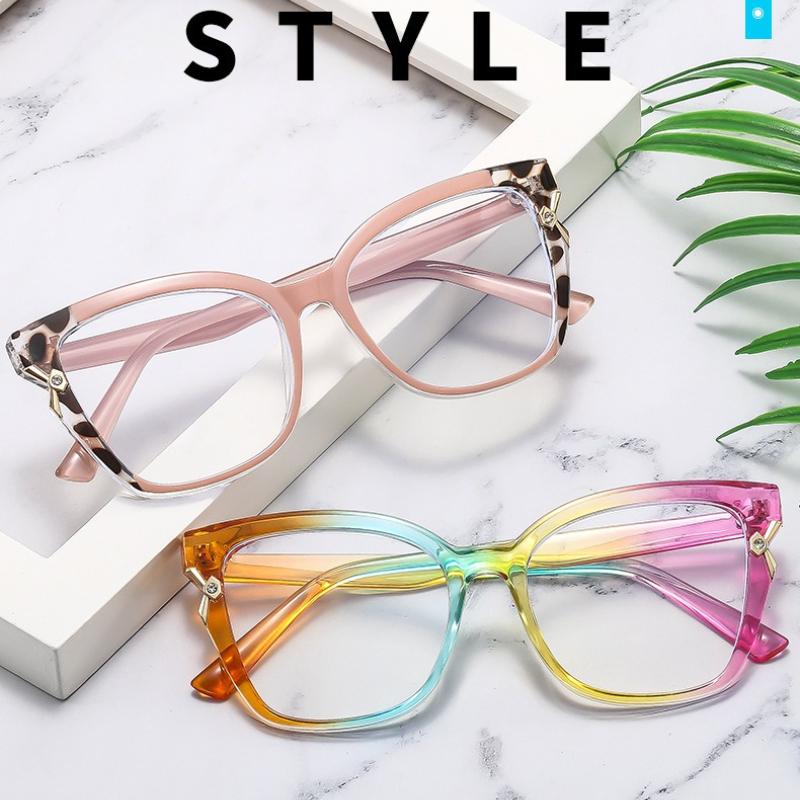 New Fashion Outdoor HD Ultra Light Anti Blue Light Eyeglasses Women's Trendy Plain Glasses Retro Daily Street Decorative Eyewear