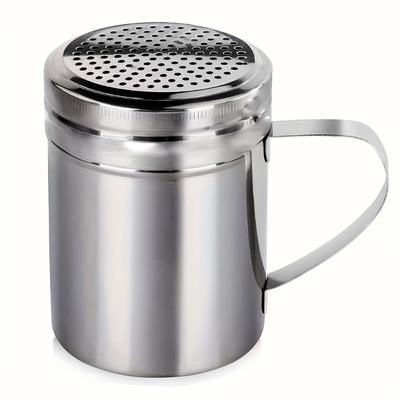 2Pcs Stainless Steel Powder Can with Lid Moisture-proof Tape Handle Flour Sieve Korean Powder Cylinder Baking Utensils Coffee Utensils