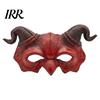 Gothic Cosplay Mask Halloween Ram Horn Demon Mask, Horror Devil Half Face Lightweight Masquerade for Costume Party Vintage