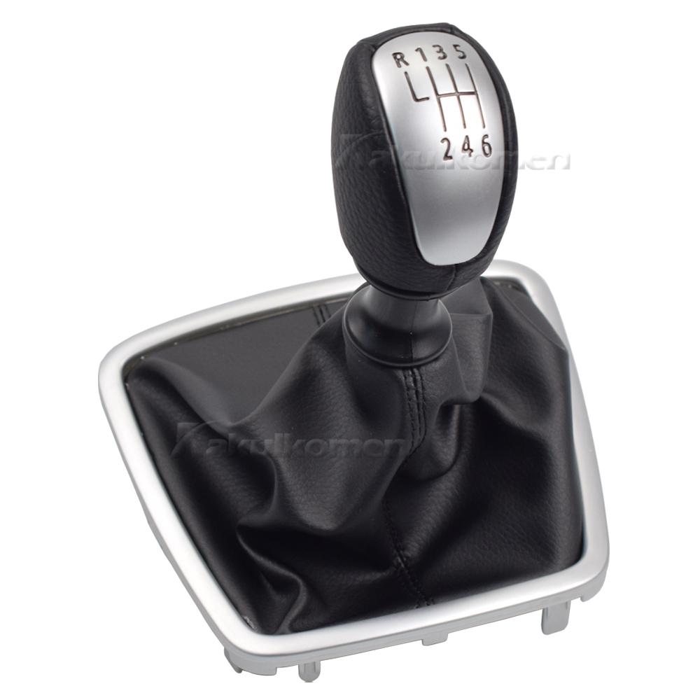 Car R6-Speed Gear Shift Knob Lever Change Leather Gearbox Shifter Cover For Renault Laguna 3 MK3 2007-14 Manual Car Accessories
