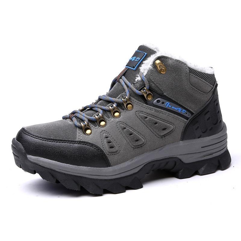 Outdoor cold-proof cotton boots men's cotton shoes winter velvet men's shoes large size high-top couple mountaineering shoes thickened and warm