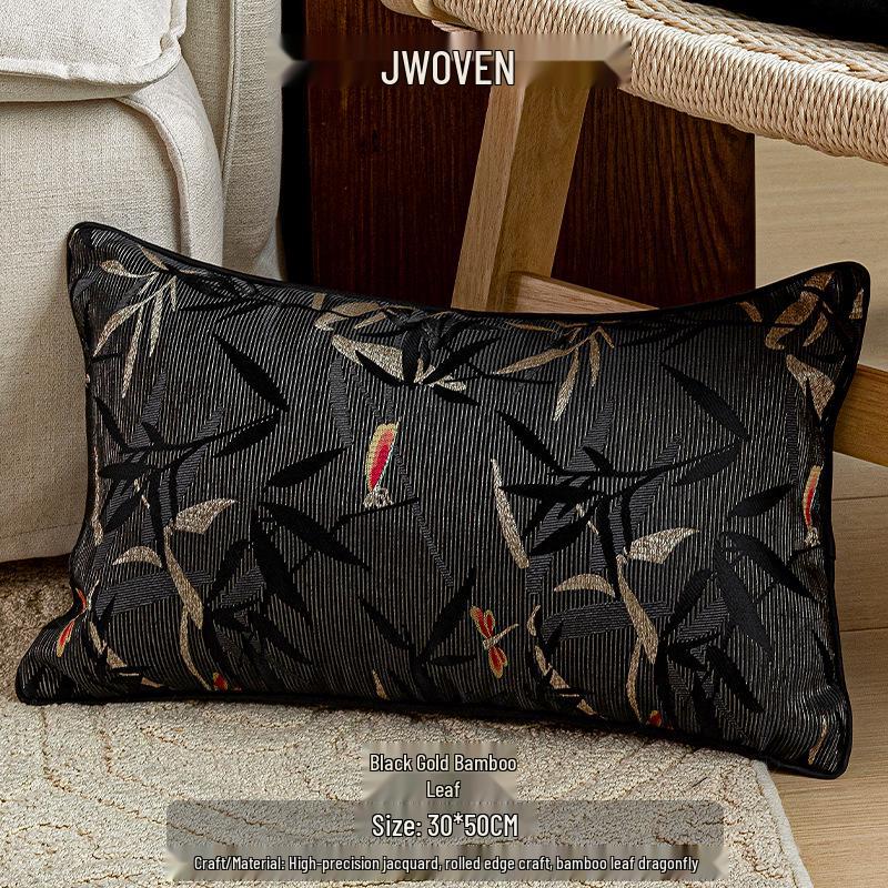 Oriental Pine Crane & Bamboo Embroidered Cushion Set – Chinese Style Sofa Décor