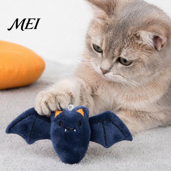 Plush Halloween Pet Toy Theme Cat Toy, Soft Ghost Bat Pumpkin Cute Bite-resistant Stuffed Chew for Indoor Cats Boredom Relief Holiday Photography