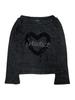 SETSETSET Moon Heart Ruffle Knit Top Black