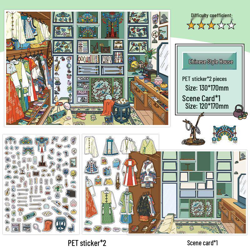 Infeel.Me Miniature 2.5D Scenery Stickers: My Little House 18th Edition - 3D Children s DIY Quiet Book