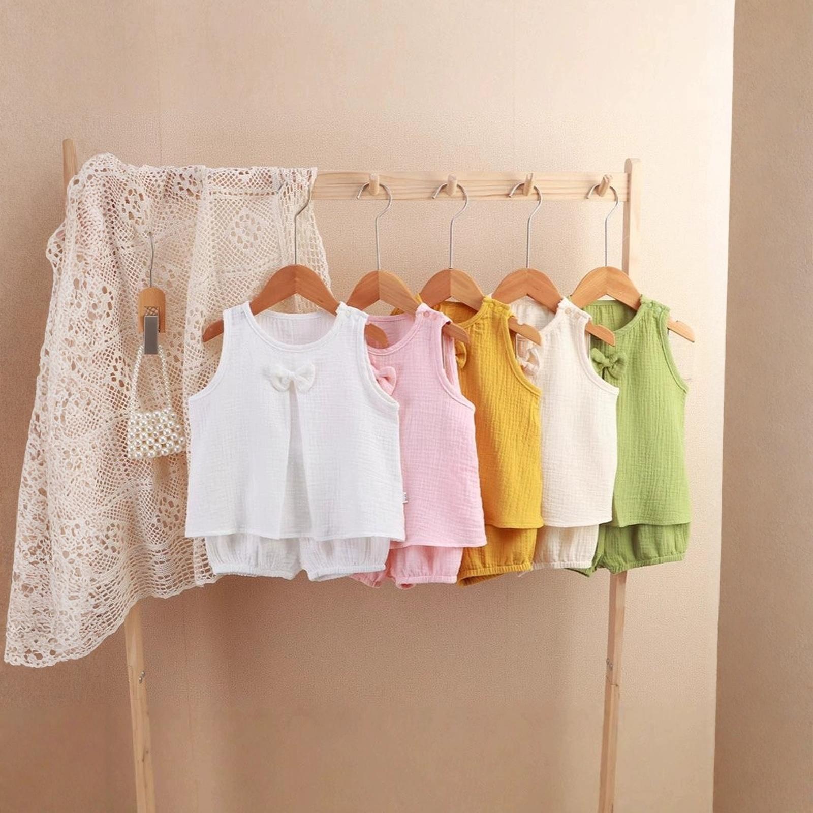 

Kids 2-Piece Sleeveless Top & Shorts - Double-Layer Pajamas 110 жовтий