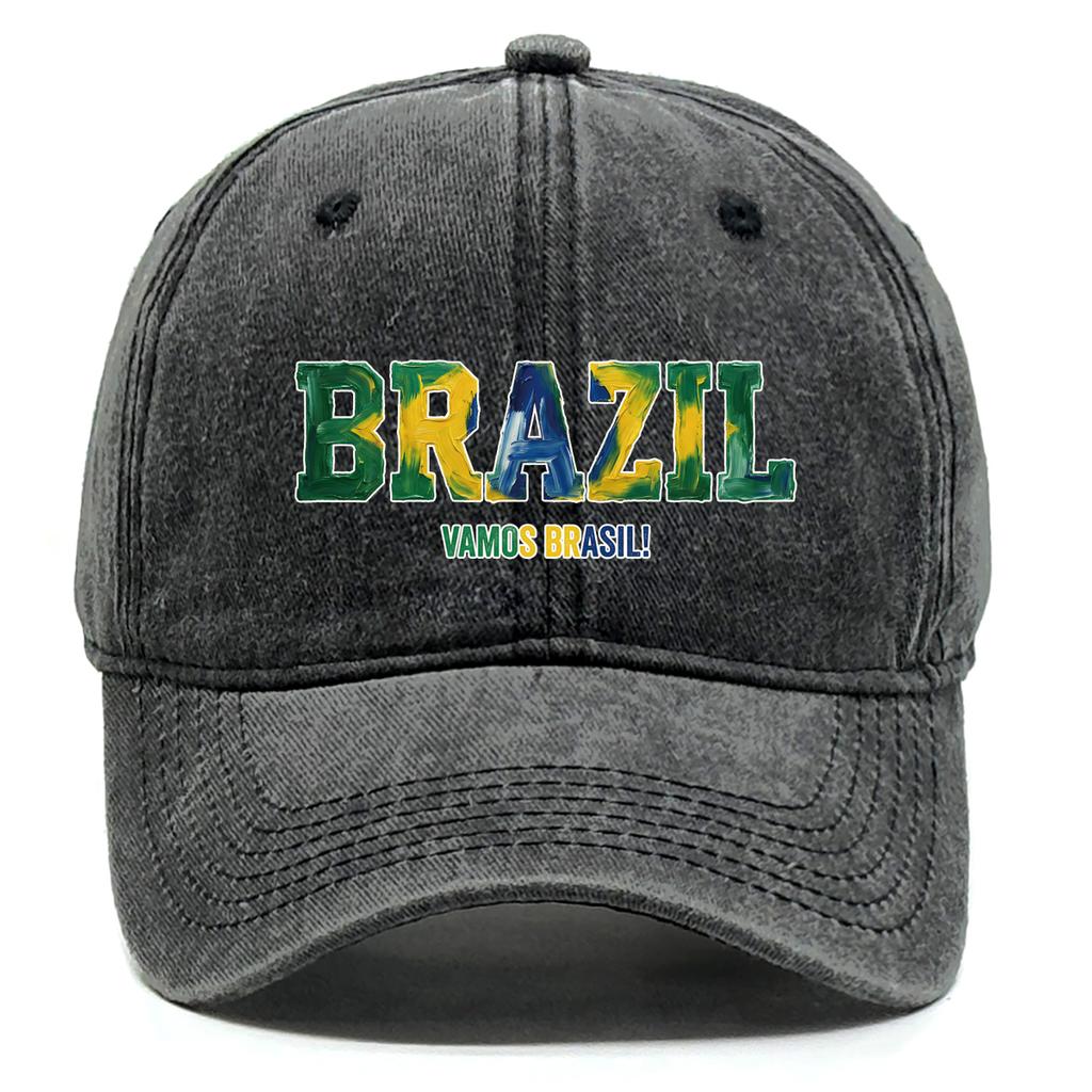 Brazil Flag Printed Adjustable Sun Hat Snapback Baseball Cap Unisex With Sweatband Stylish Dad Hat For Urban Travel Daily Wear