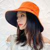 Double Sided Solid Color Flat Top Leisure Large Eave Fisherman Hat Lightweight Shading Foldable Detachable Windproof Rope