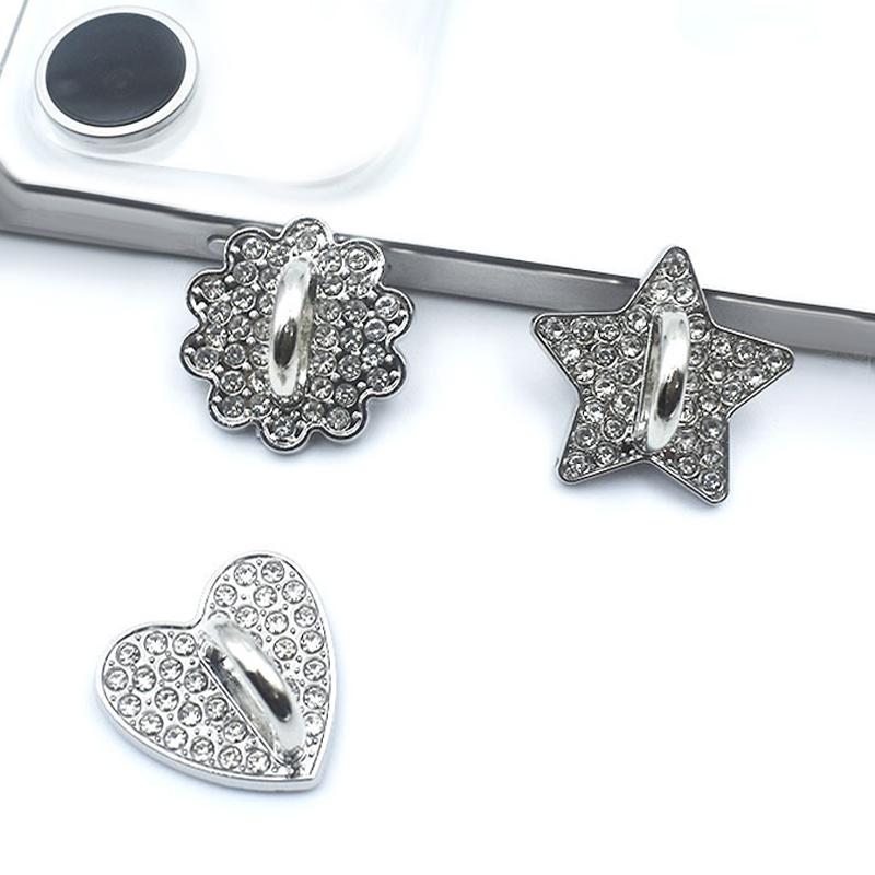 2Pcs Adhesive Metal Phone Charm Holder, Pendant Hook, Phone Case Finger Ring, Keychain Loop, Grip Hook For Hanging Supplies