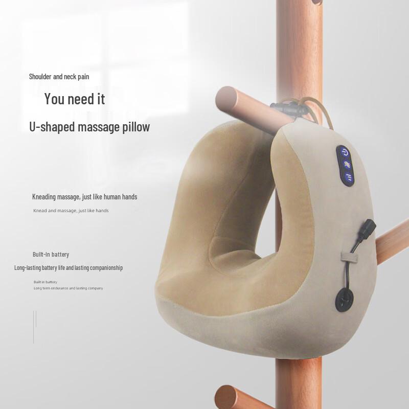 Portable Memory Foam U-shaped Neck Massager Pillow with Heat