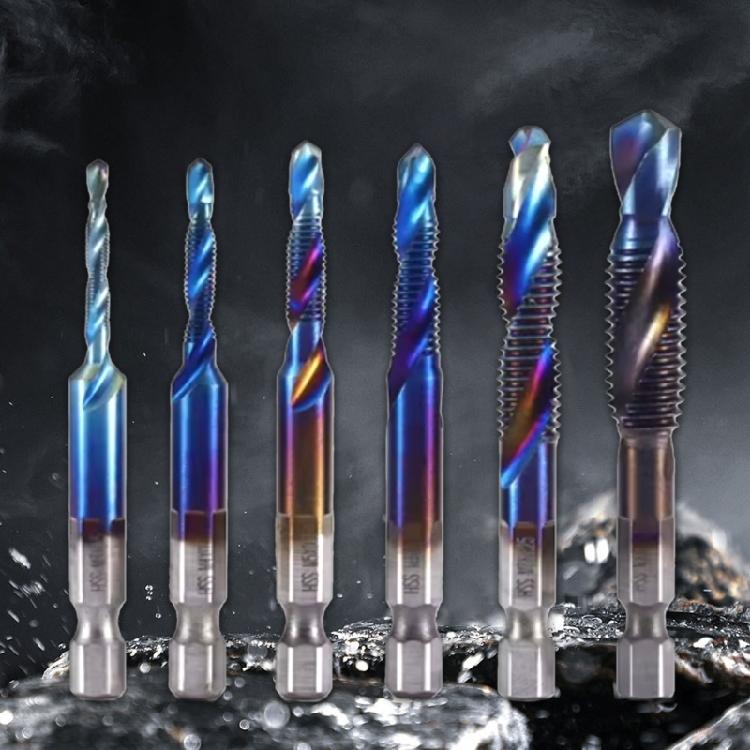 Hex Shanks Metric Tap Drill Bits 3 to M10 Titaniums Plated HSS for Easy Hole Tapping Chamfering