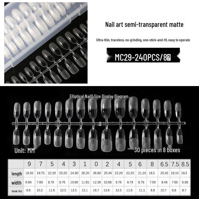 240 Transparente Matte Lange Ballerina Nagelspitzen - Ultradünn & Kein Feilen Notwendig