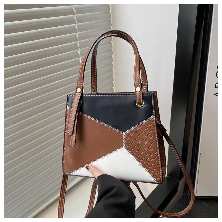 Women's Bag 2025 New Trendy Handbag Korean Version Personalized Contrasting Color Splicing Large-capacity Fashionable Shoulder Messenger Bag