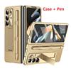 Leather for Samsung Galaxy Fold 6 5 4 3 Case Slim Hard Stand Protective Film Cover Stand Mental Holder Shockproof Luxury