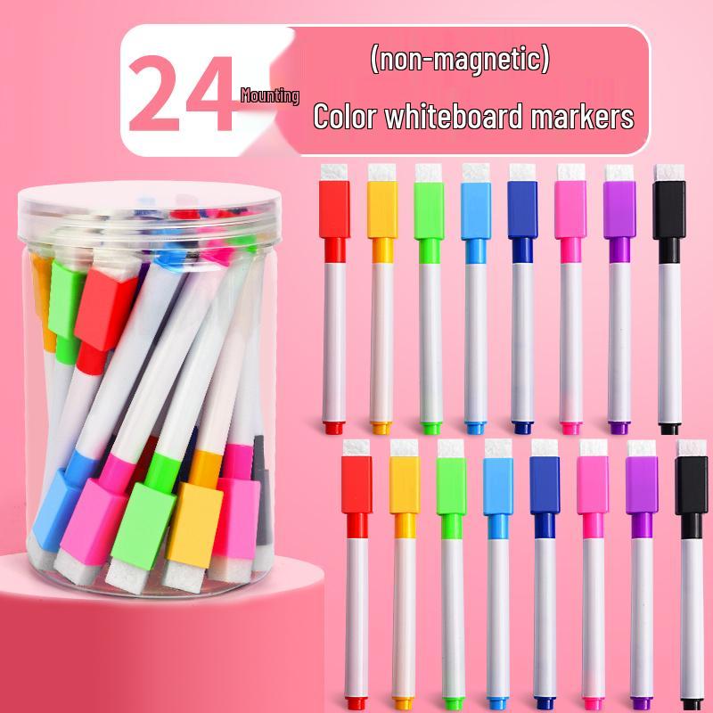 Magnetic Erasable Whiteboard Marker: Water-Based Colored Pen for Children, Crayon & Paintbrush for Drawing and Teaching.