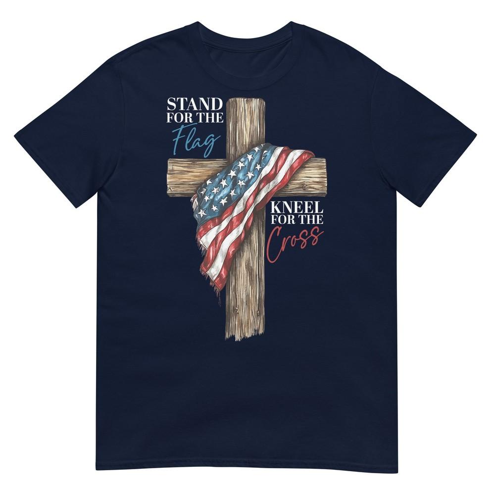 Stand For The Flag Kneel For The Cross Patriotic Faith TShirt S