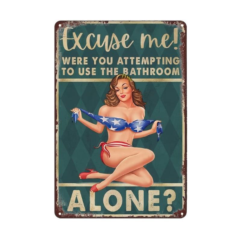 Pin-Up Girls Tin Sign, Retro Metal Wall Art