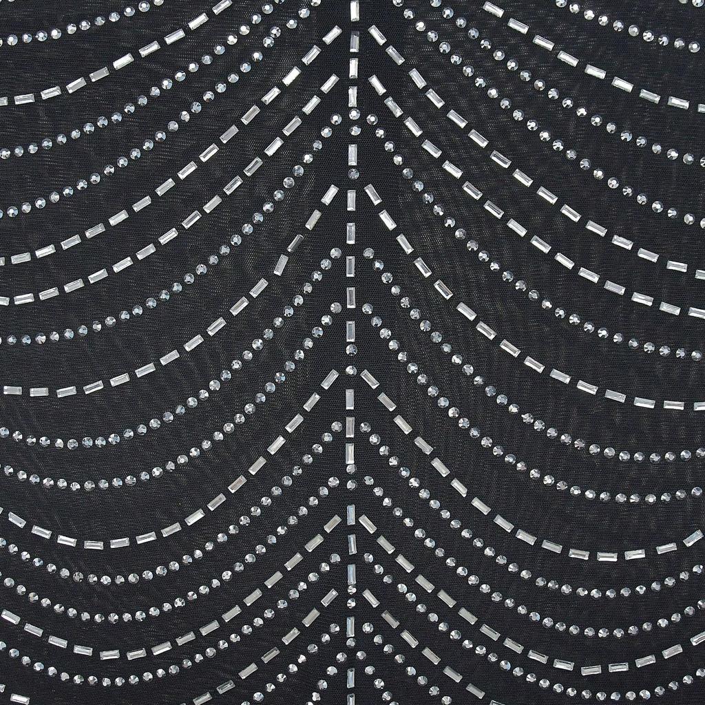 Damen Mode Einfarbige Netz-Ärmelloses Langes Kleid mit Heißbohr-Details