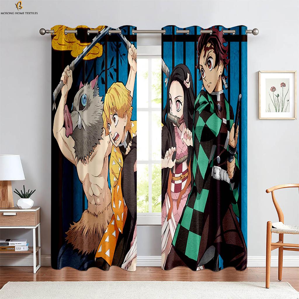 Anime Cartoon Printed Curtains Pink Japanese Curtains Suitable For Bedroom Living Room Kitchen Children's Room Curtains Window