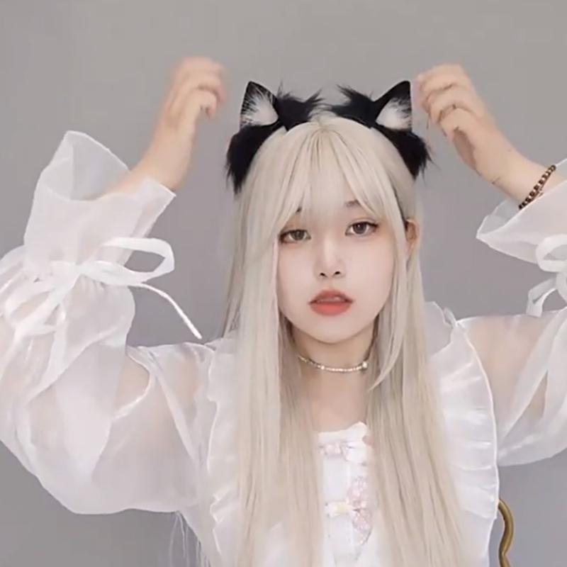 Lovely Plush Tail Animal Tail Cats Ears Headband Foxes Tail Adjustable Belt for Halloween Christmas Carnivals Party