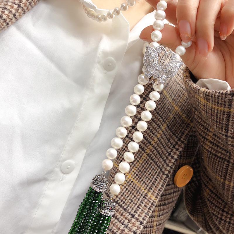 Cultured Pearl Versatile Sweater Chain Necklace - Exquisite Fashion Accessory for Elegant Looks