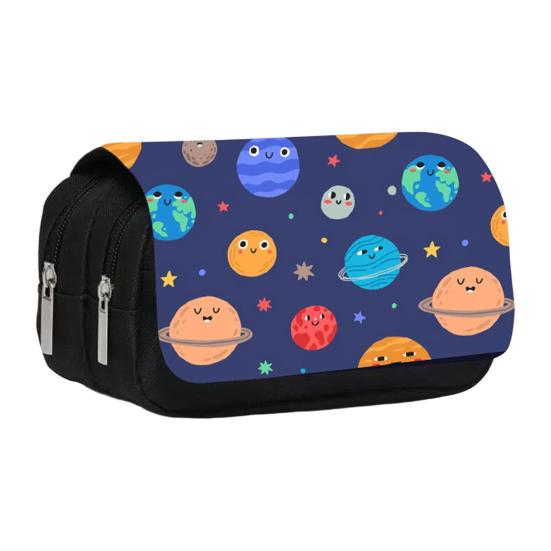 Pencil Case High Capacity Waterproof Double-layer Cartoon Flip Starry Sky Astronaut Pen Bag School