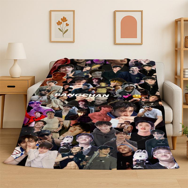 Kpop Bang Chan Stray Kids Musik Flanelldecke Weiche Warme Überwurfdecke für Schlafzimmer Wohnzimmer Bett Reise Camping Picknick Geschenk