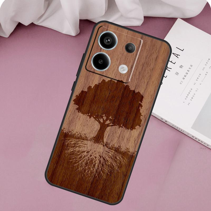 Tree Flower Bamboo Wood Case For Xiaomi Redmi Note 13 Pro 14 12 11 10 9 11S 12S Redmi 15 14C 10C 12C 13C 15C Cover