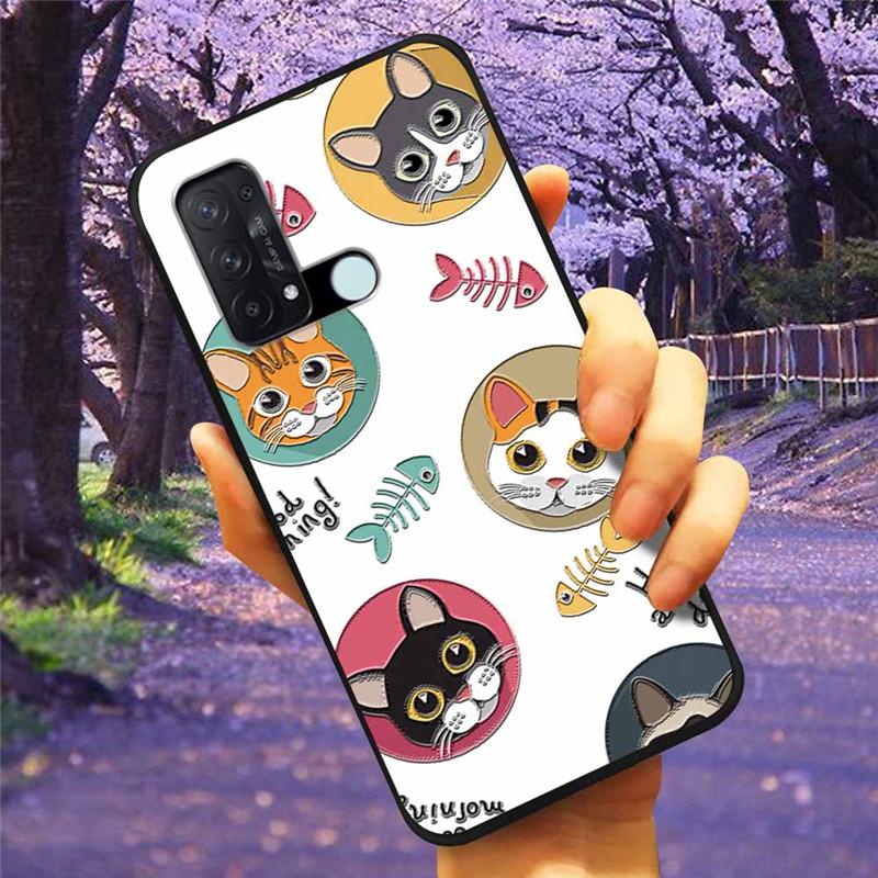 For OPPO Reno 5A 3A 7A Case 3D Relief Cartoon Silicone Back Cover for Oppo Reno7 A Reno3A Reno5A Cases Emboss Soft Cute A54 5G