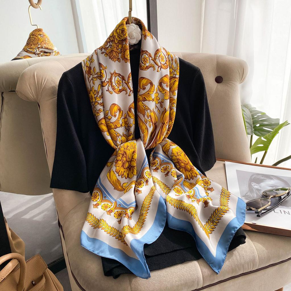 High-quality Luxurious Silk Scarves Headband Scarfs Neck Scarf For Women Chain Silk Scarf Women's Decorative Shawl